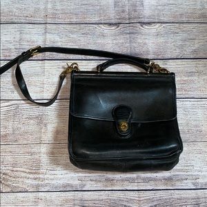 Vintage Coach Willis Shoulder Bag Black Cowhide